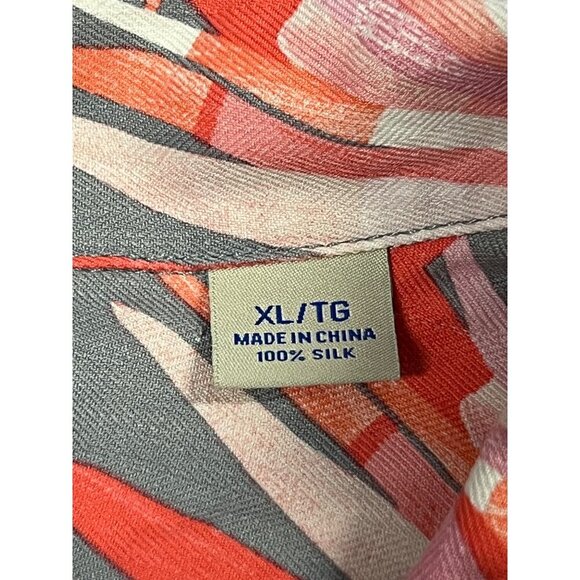 Tommy Bahama Mens XL Button-Down Tropical Floral Shirt Silk Gray Pink EUC - Picture 8 of 9